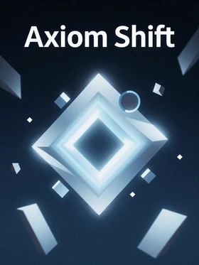 Axiom Shift game cover - glowing geometric shapes floating in an abstract electric void