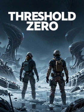 Threshold Zero game cover - two survivors in a frozen alien wasteland